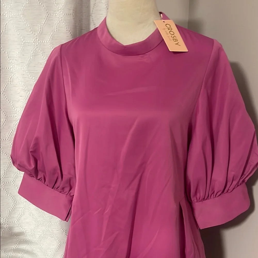 CROSBY by Mollie Burch Vibrant Pink Puff Sleeve Dress size M
